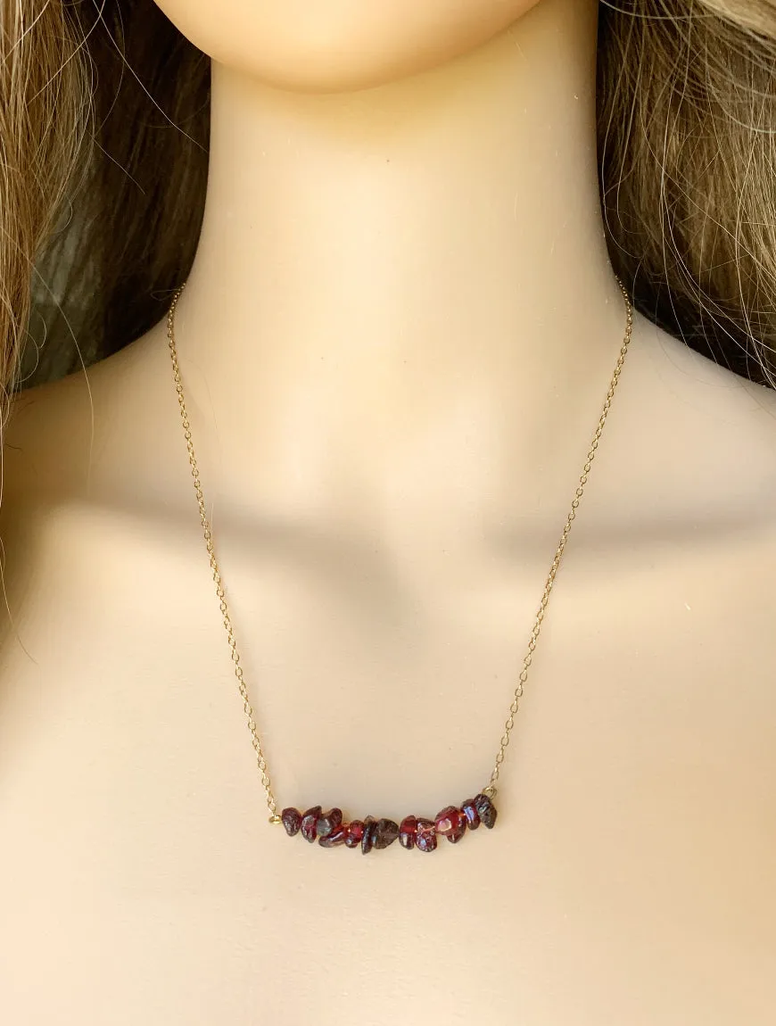 Garnet Bar Necklace
