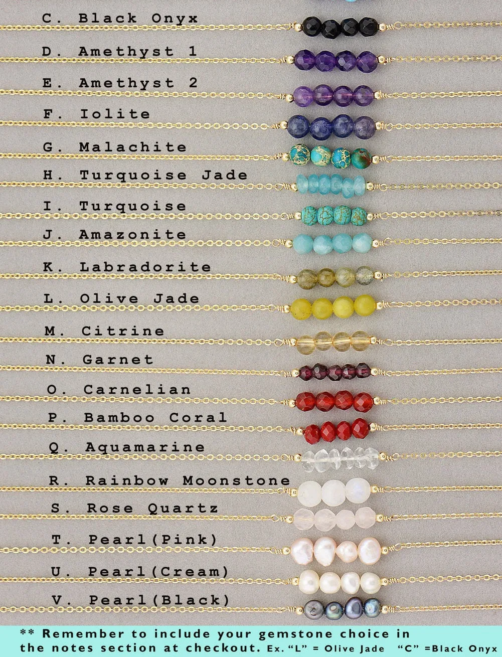 Gemstone Bar Necklace