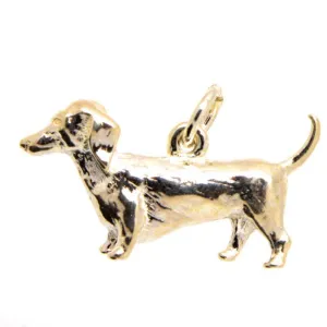 Gold Dachshund Dog Charm
