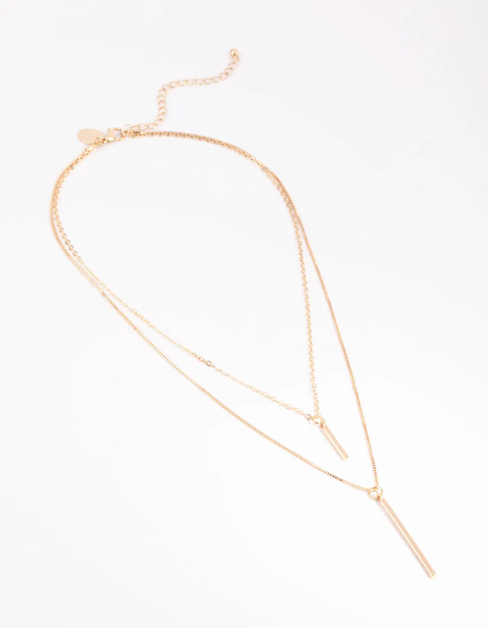 Gold Double Drop Bar Necklace