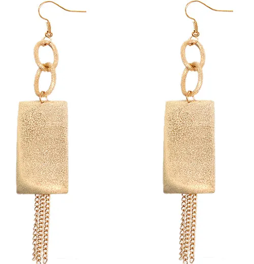 Gold Frost Chain Link Dangle Earrings
