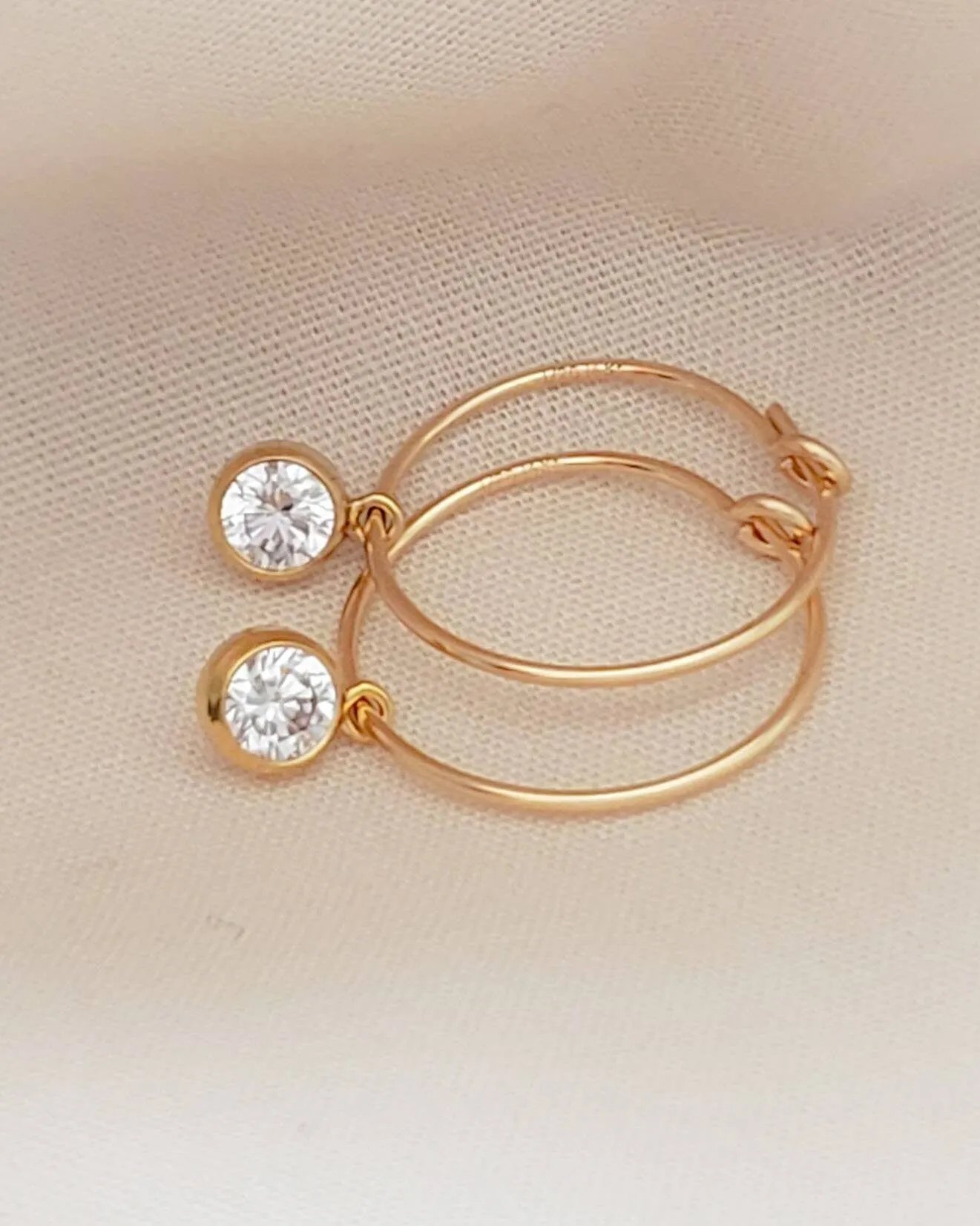 Gold Hoop & CZ Drop Earrings