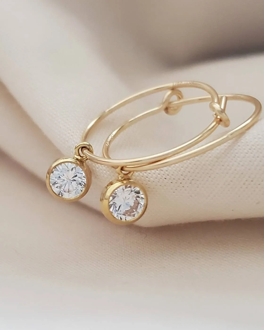 Gold Hoop & CZ Drop Earrings