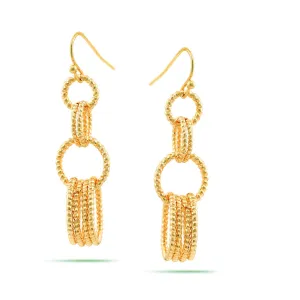 Gold multi link drop earrings #SQ5090G(OB15)