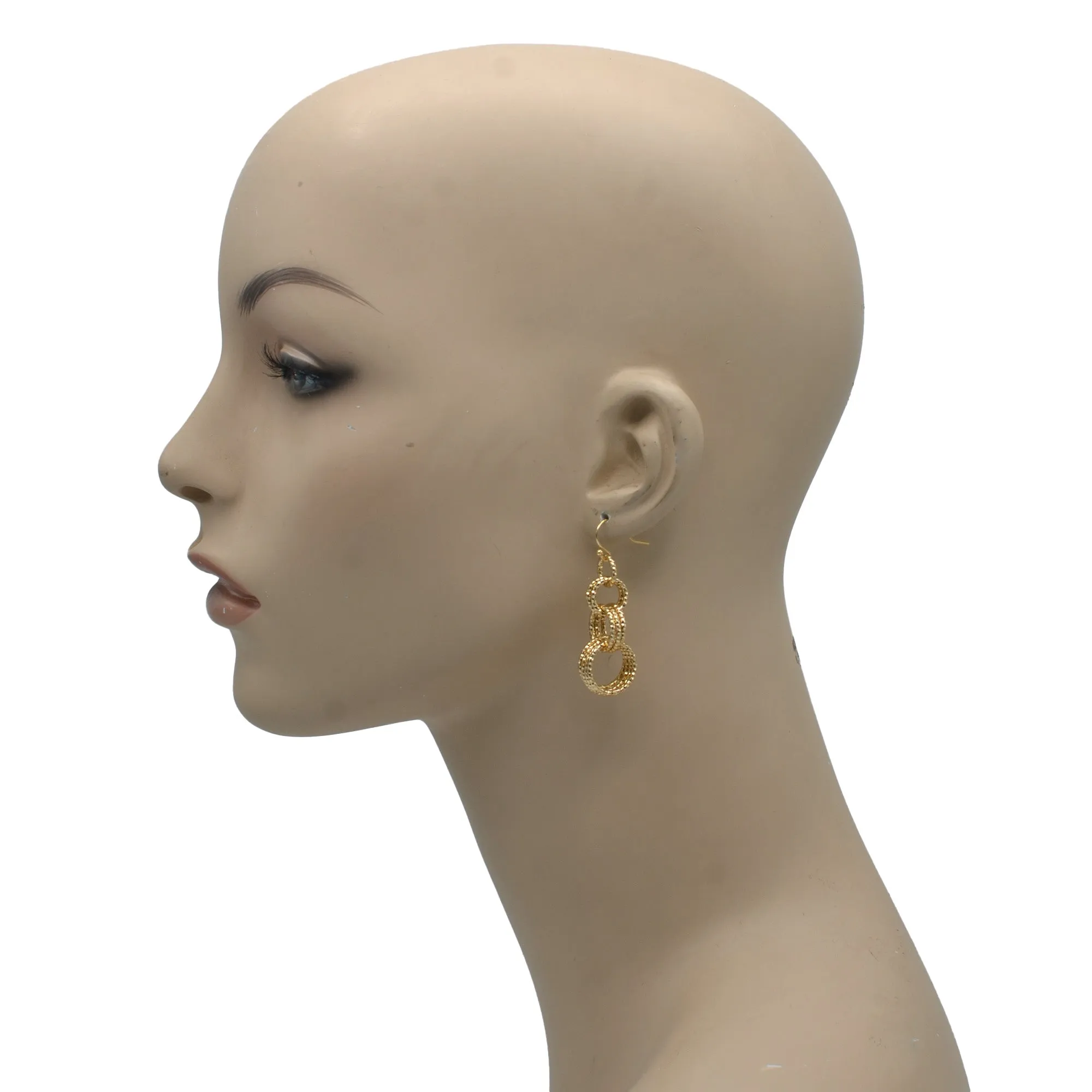Gold multi link drop earrings #SQ5090G(OB15)