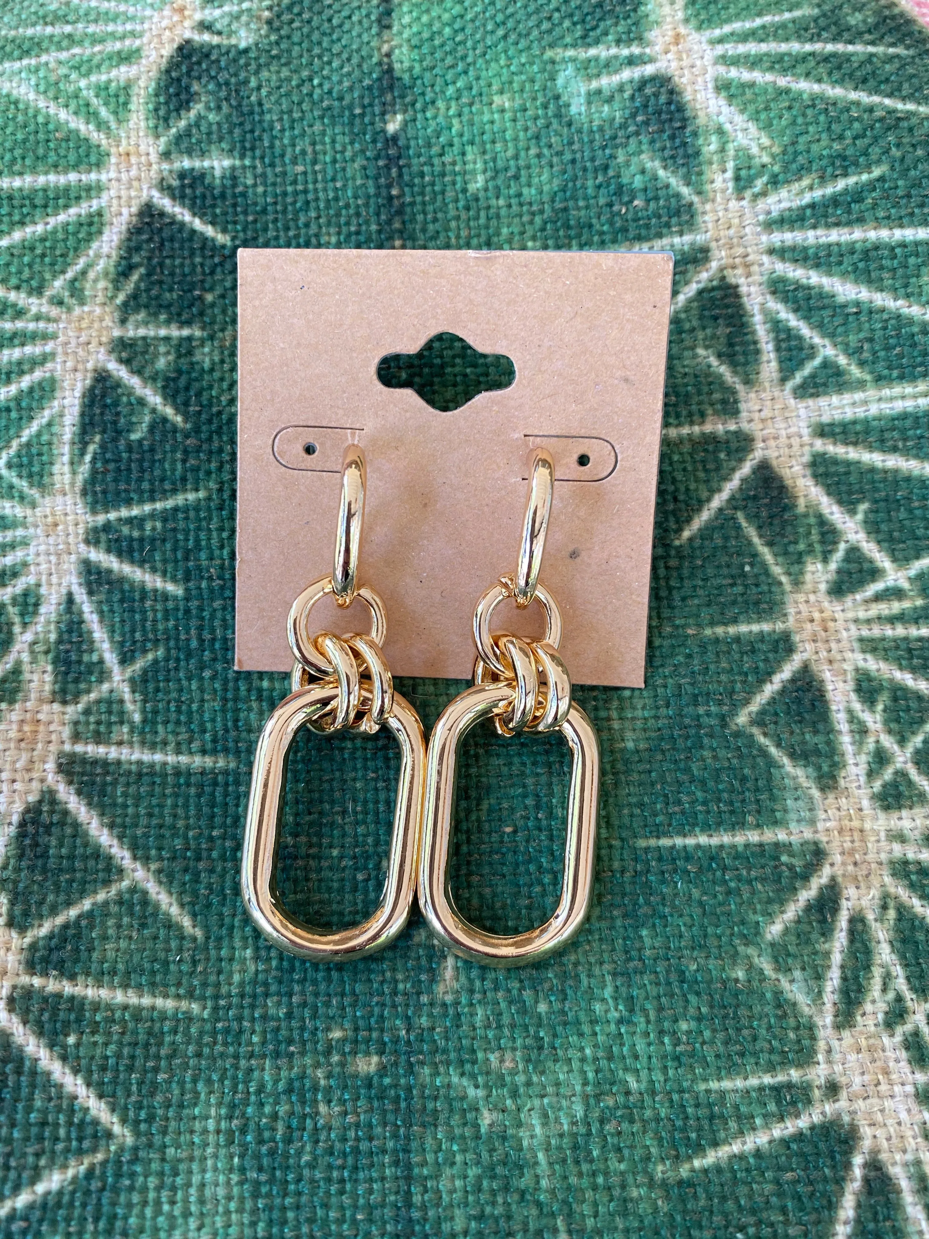 Gold Paperclip Dangle Earrings