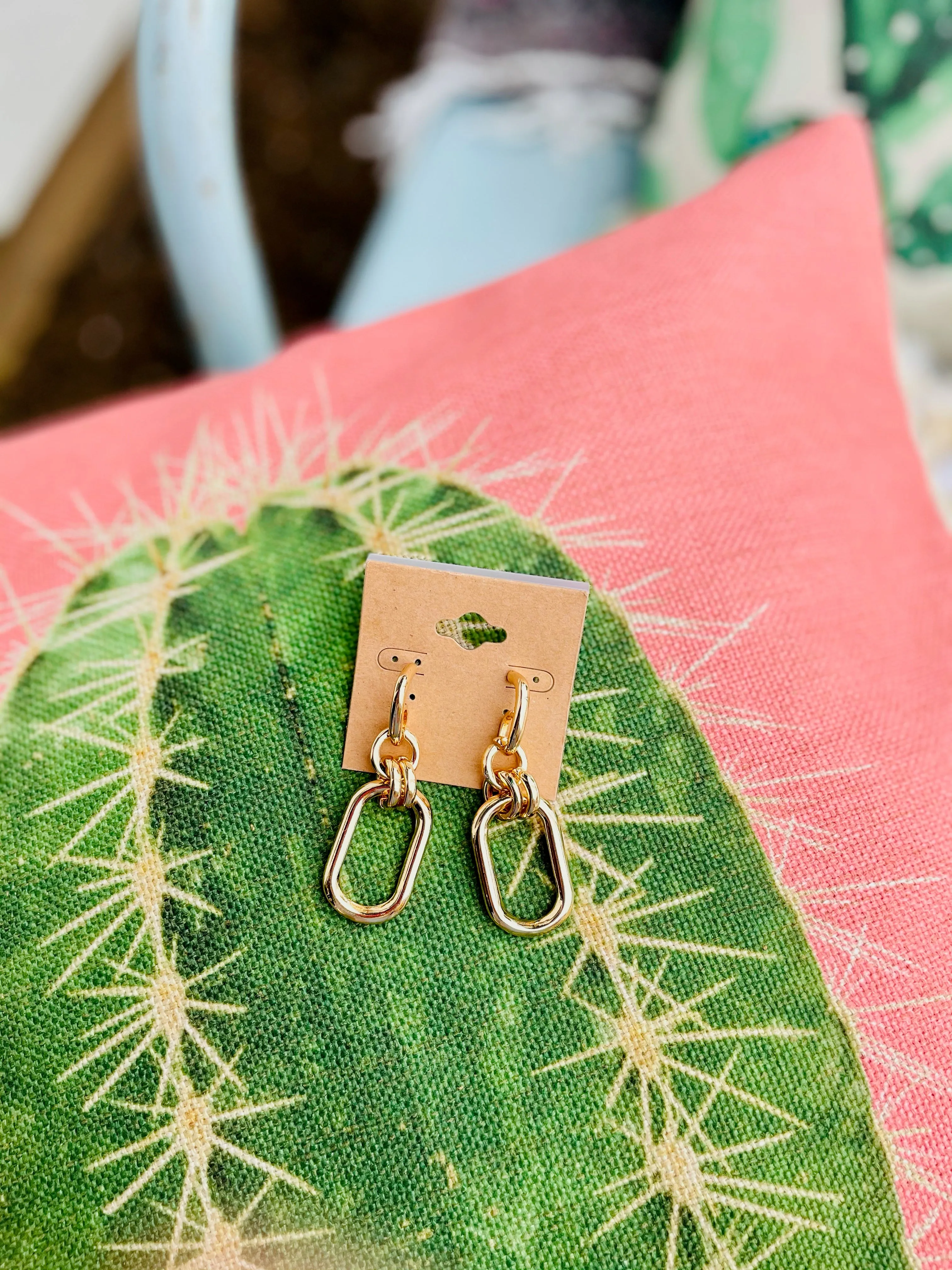 Gold Paperclip Dangle Earrings