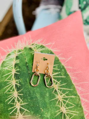 Gold Paperclip Dangle Earrings