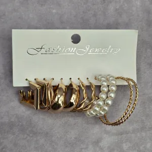 Gold Pearl Hoop Square Boho Swirl Dangle Fashion Jewelry Earrings NWT JB2-51