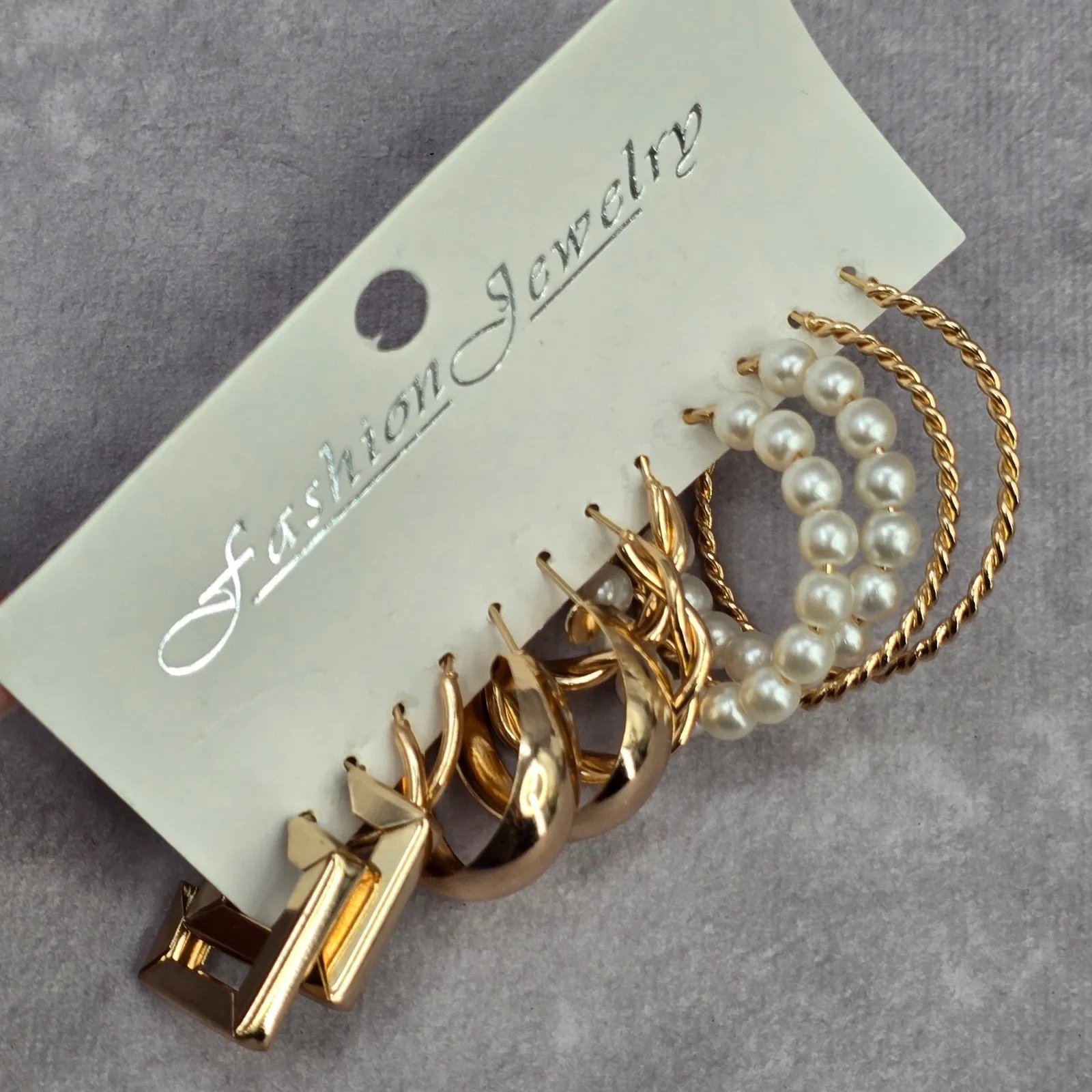 Gold Pearl Hoop Square Boho Swirl Dangle Fashion Jewelry Earrings NWT JB2-51