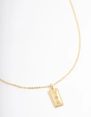 Gold Plated Triple Star Bar Necklace
