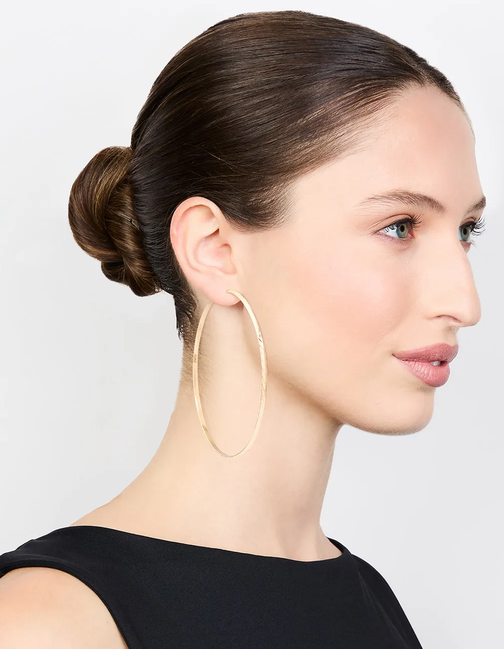 Gold Thin Hoop Large Earrings