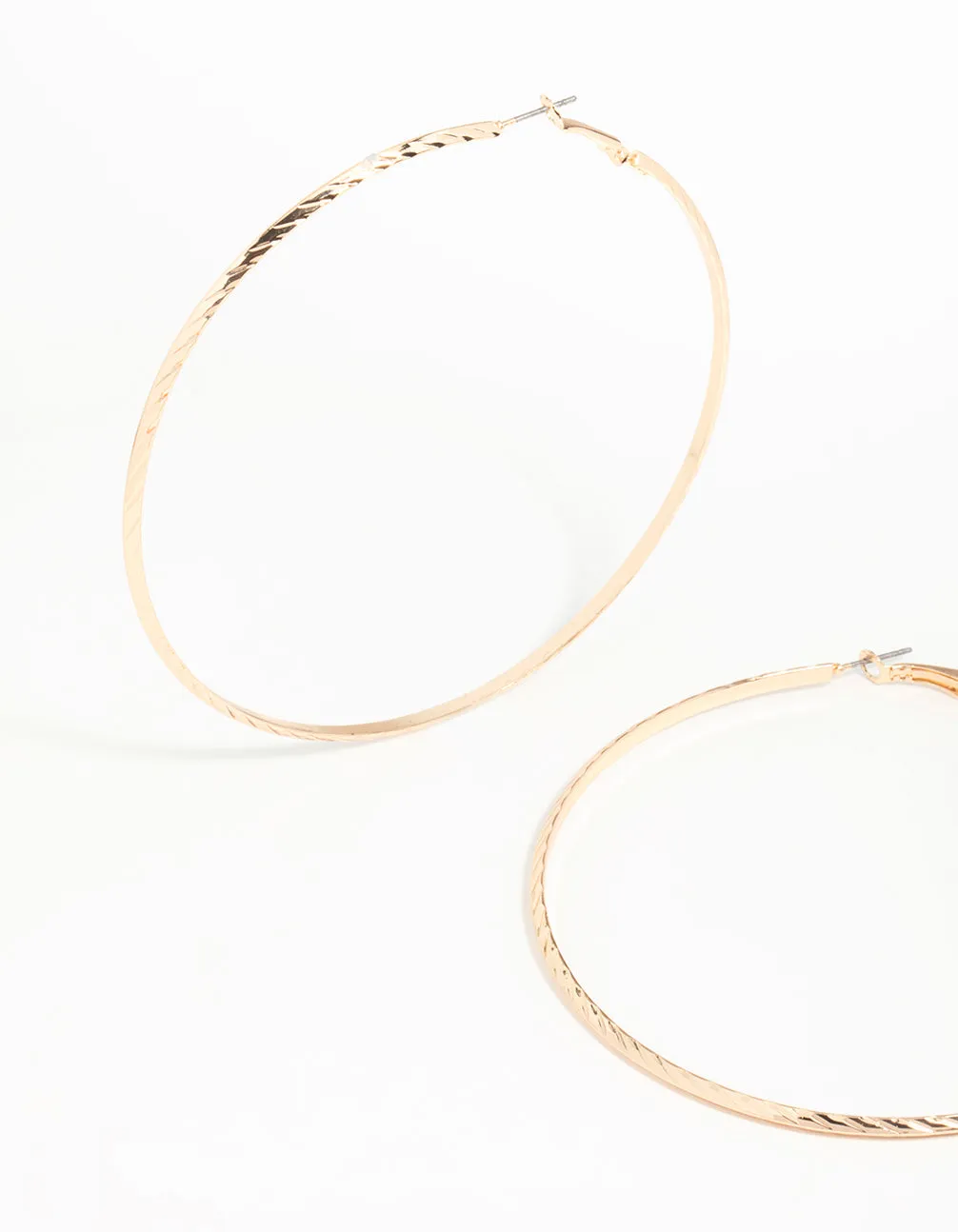 Gold Thin Hoop Large Earrings