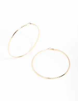 Gold Thin Hoop Large Earrings