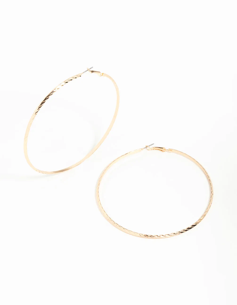 Gold Thin Hoop Large Earrings