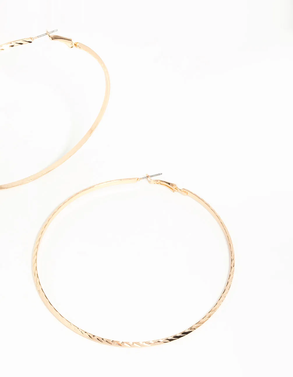 Gold Thin Hoop Large Earrings