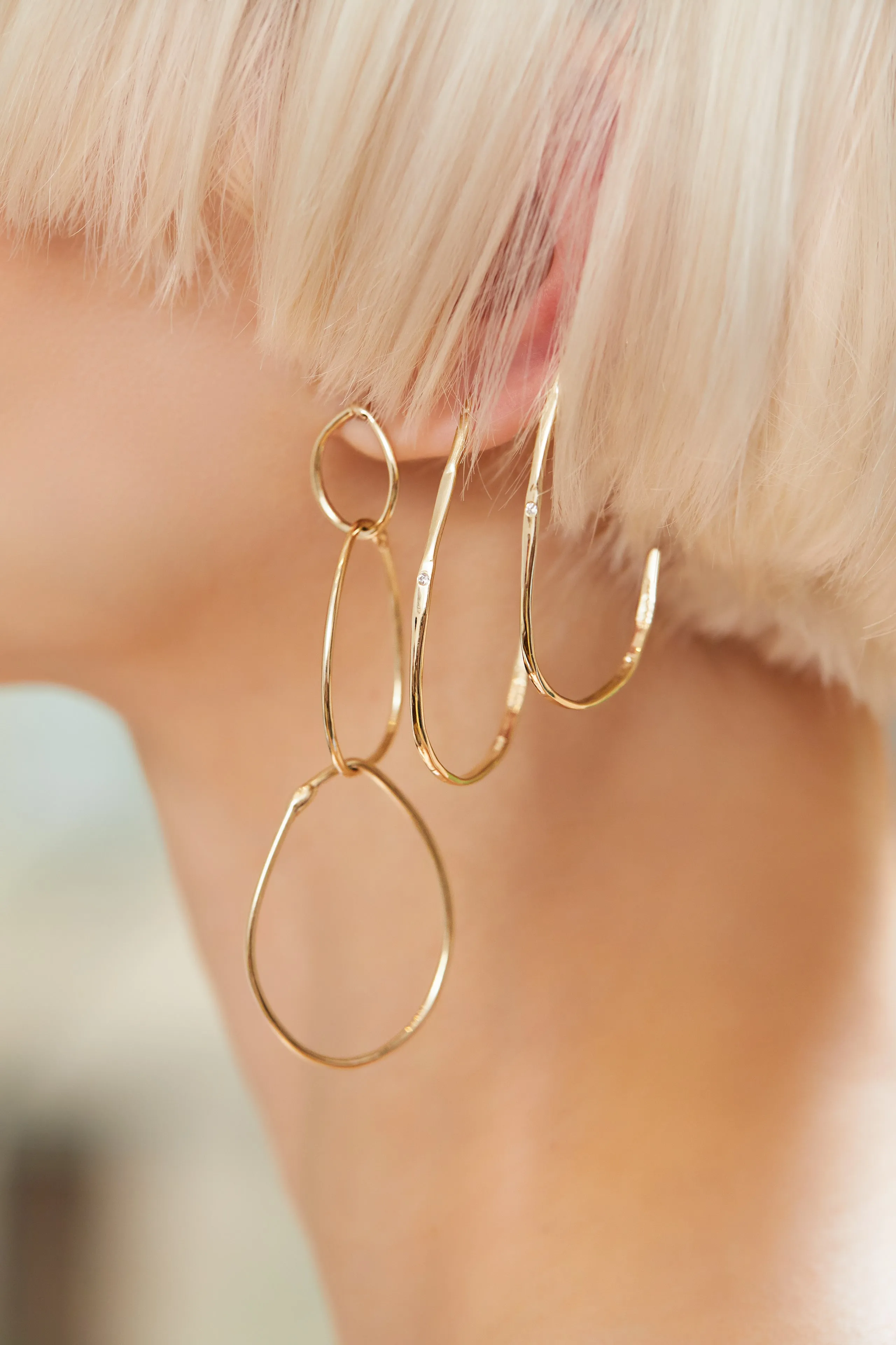 Gold Triple Drop Earrings