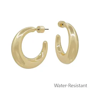 Gold Water-Resistant Chunky Hoop Earrings