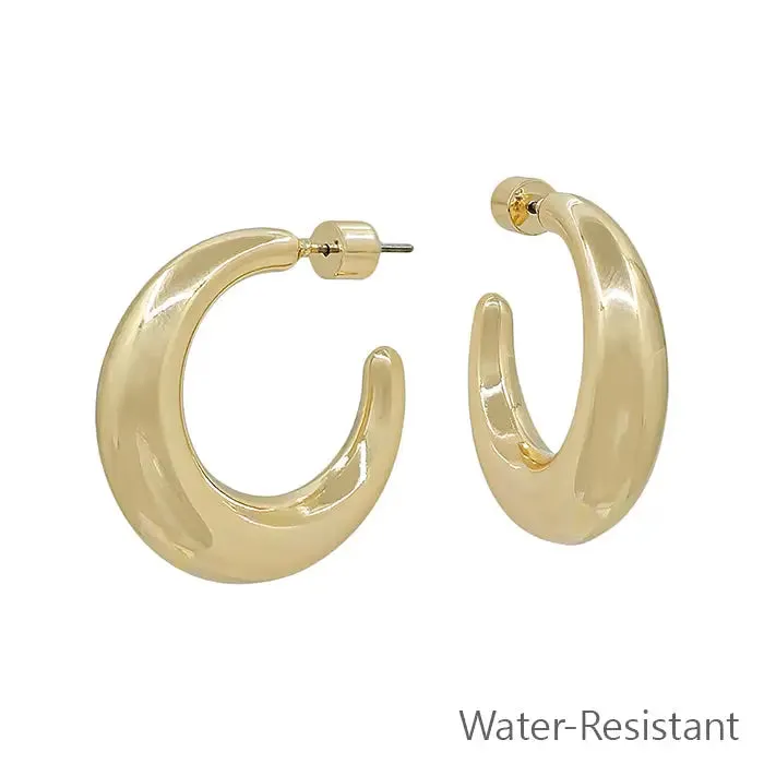 Gold Water-Resistant Chunky Hoop Earrings