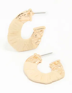 Gold Wrapped Thin C Hoop Earrings