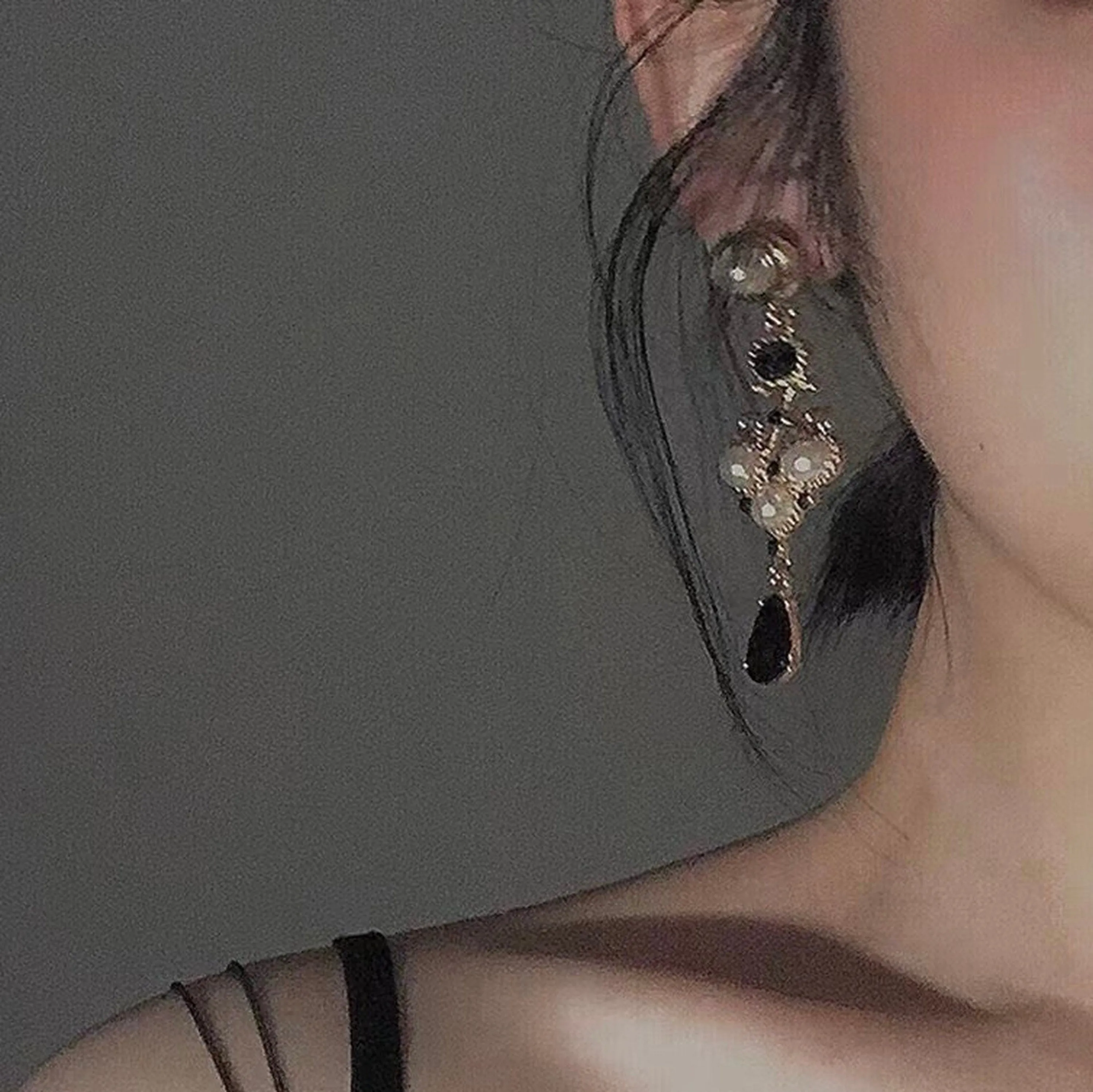 Gothic Black Teardrop Earrings