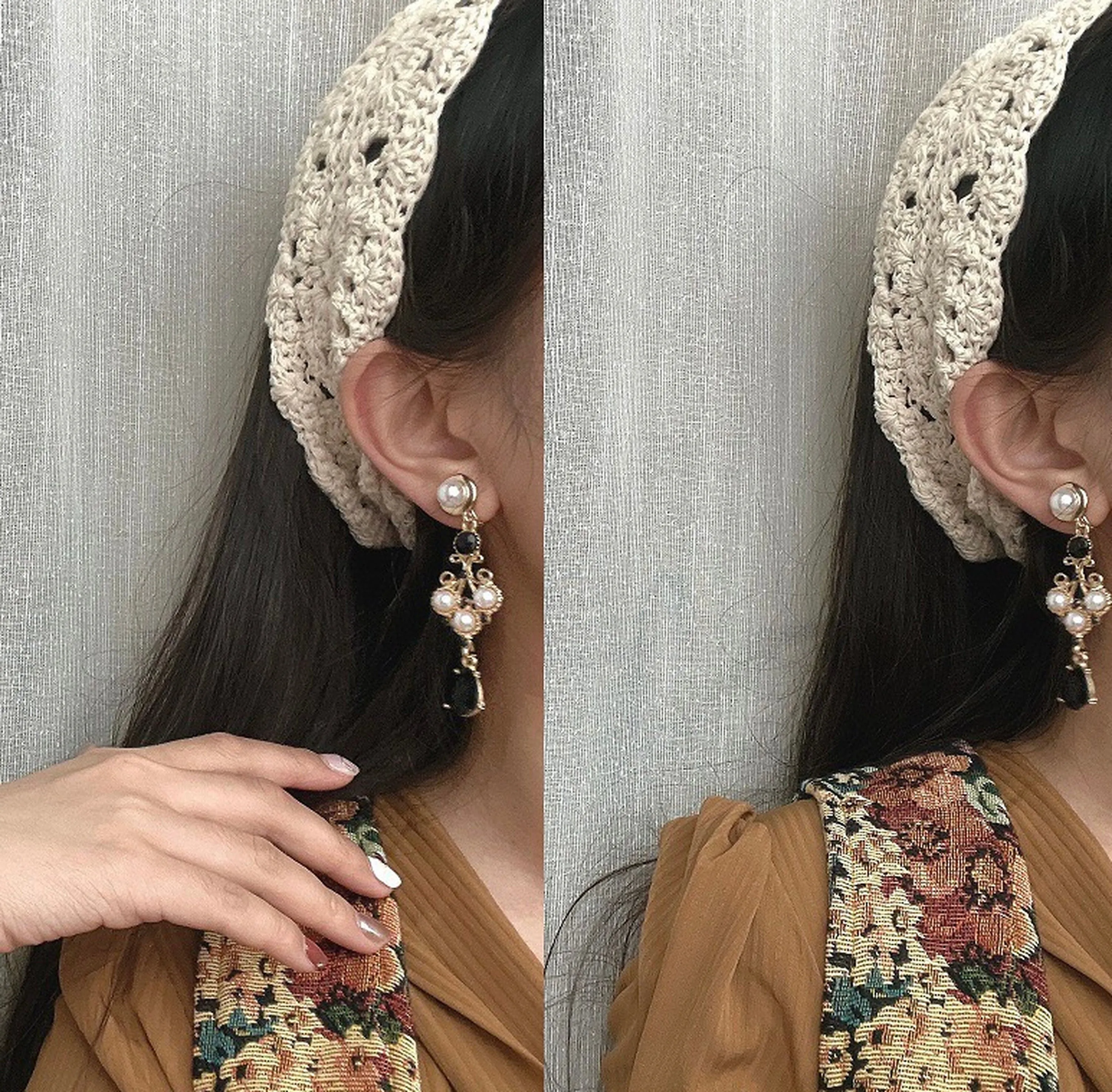 Gothic Black Teardrop Earrings