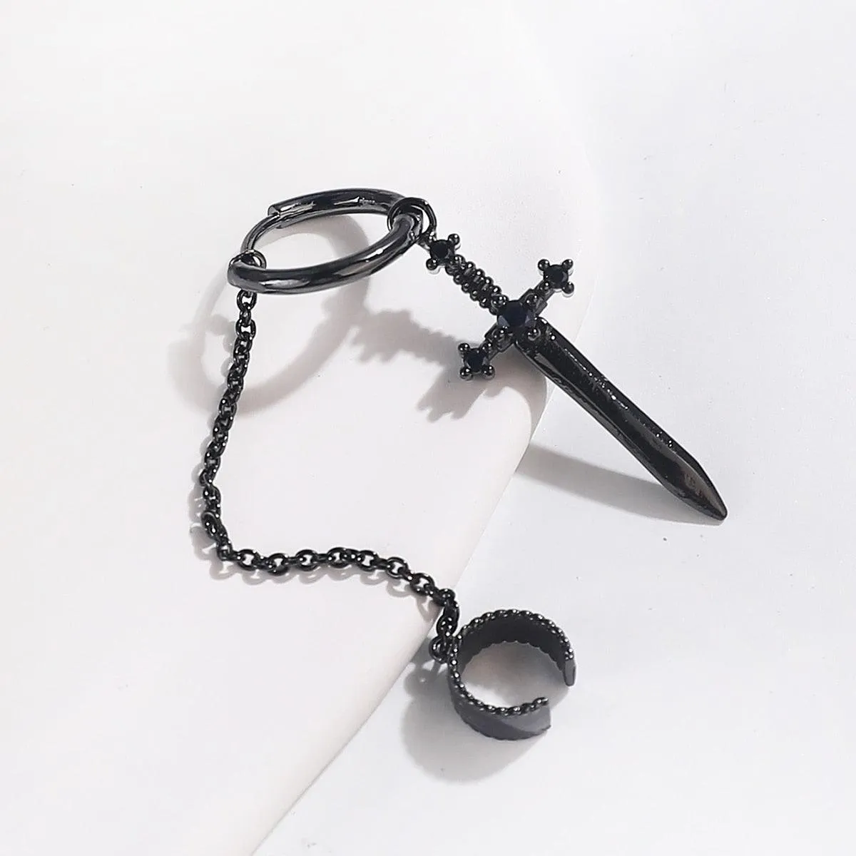 Gothic Personality Cool Hoop Earrings Dangle Cross