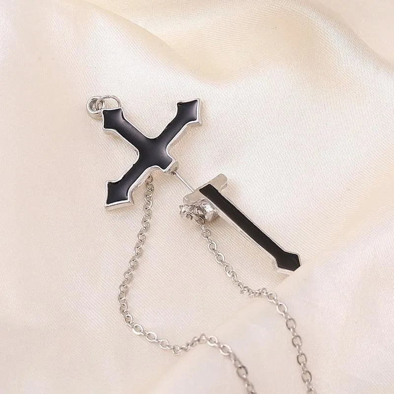 Gothic Personality Cool Hoop Earrings Dangle Cross