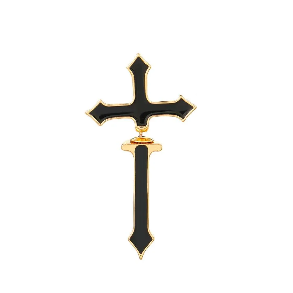 Gothic Personality Cool Hoop Earrings Dangle Cross