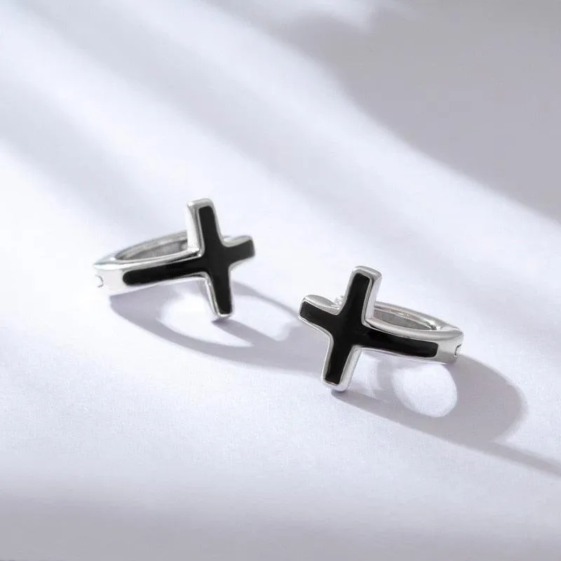 Gothic Personality Cool Hoop Earrings Dangle Cross