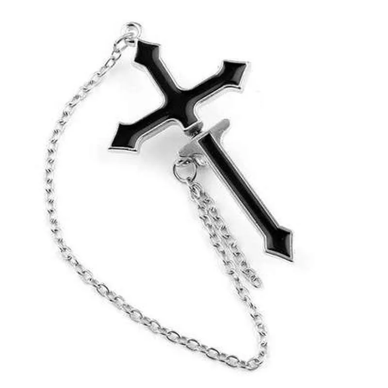 Gothic Personality Cool Hoop Earrings Dangle Cross