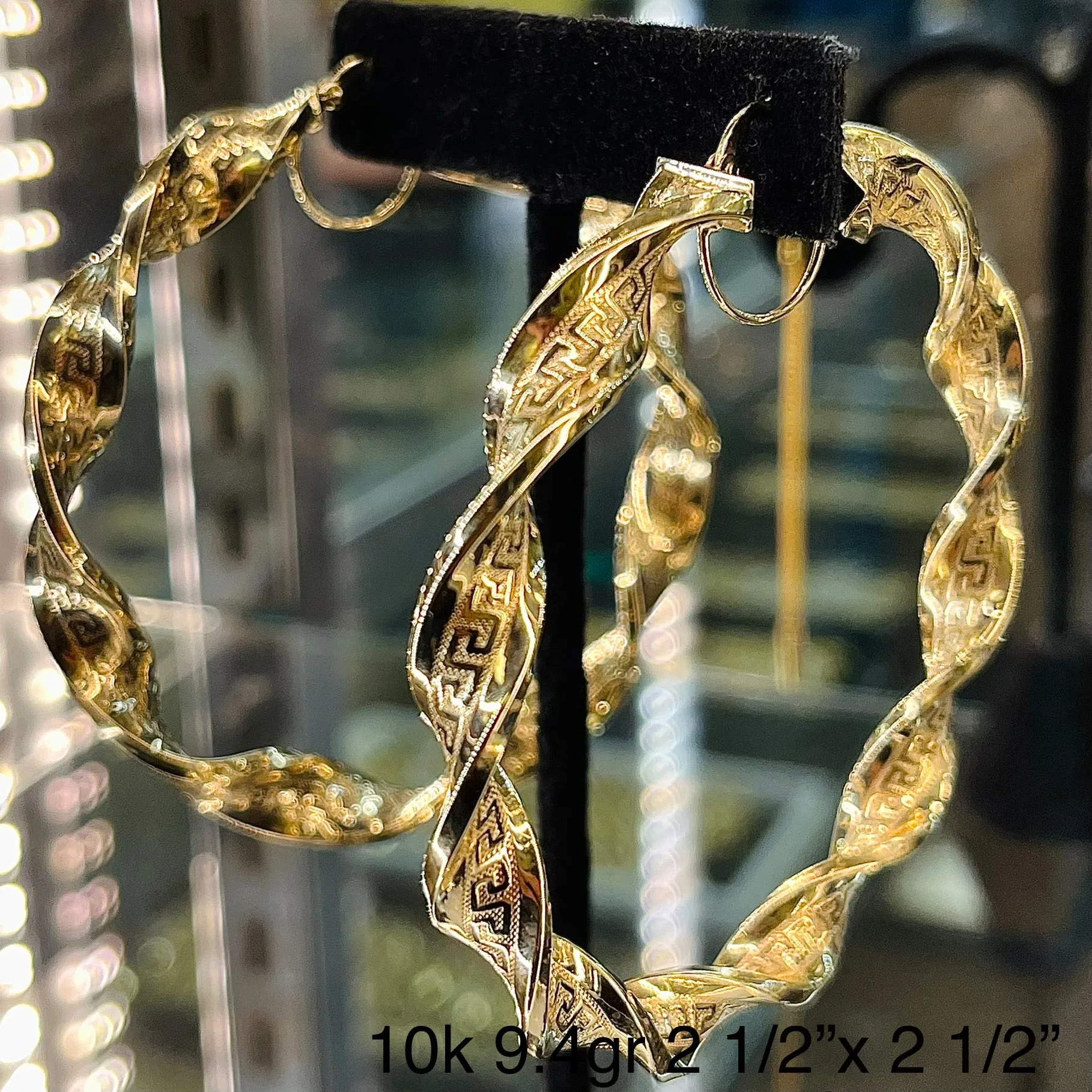 Greek Pattern Hoop Earrings