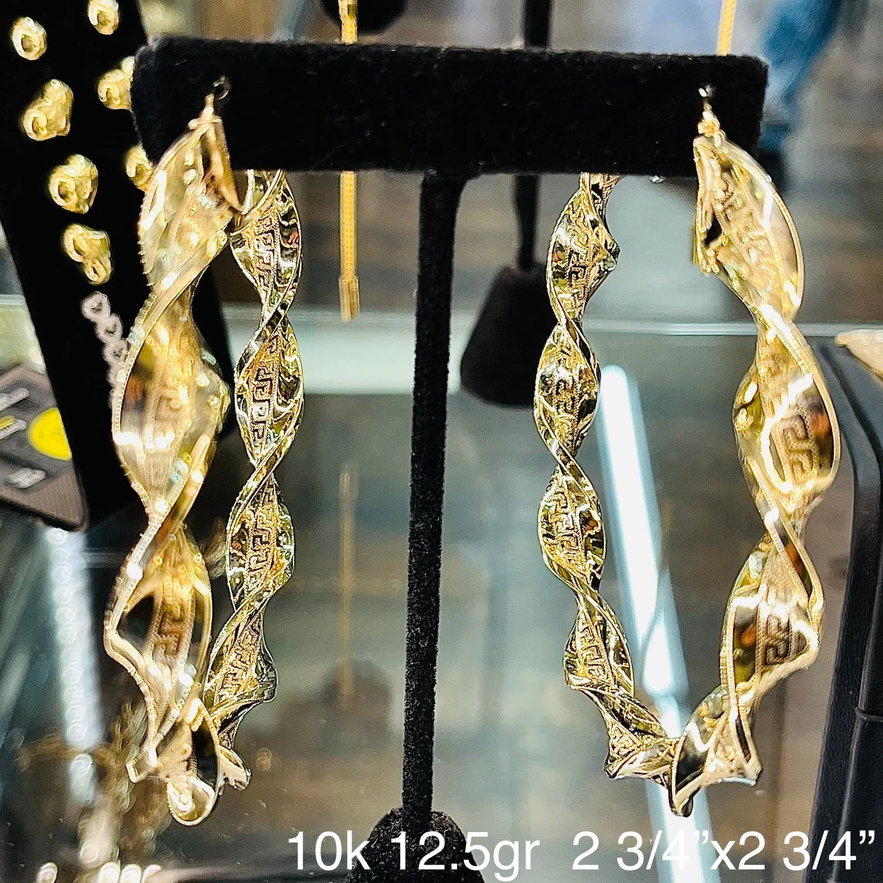 Greek Pattern Hoop Earrings
