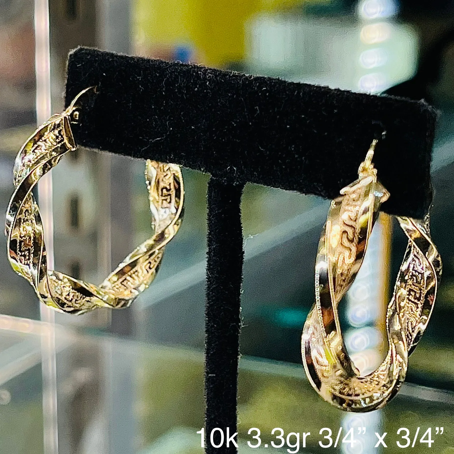 Greek Pattern Hoop Earrings