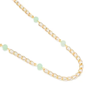 Green Jade Gold Curb Chain Necklace