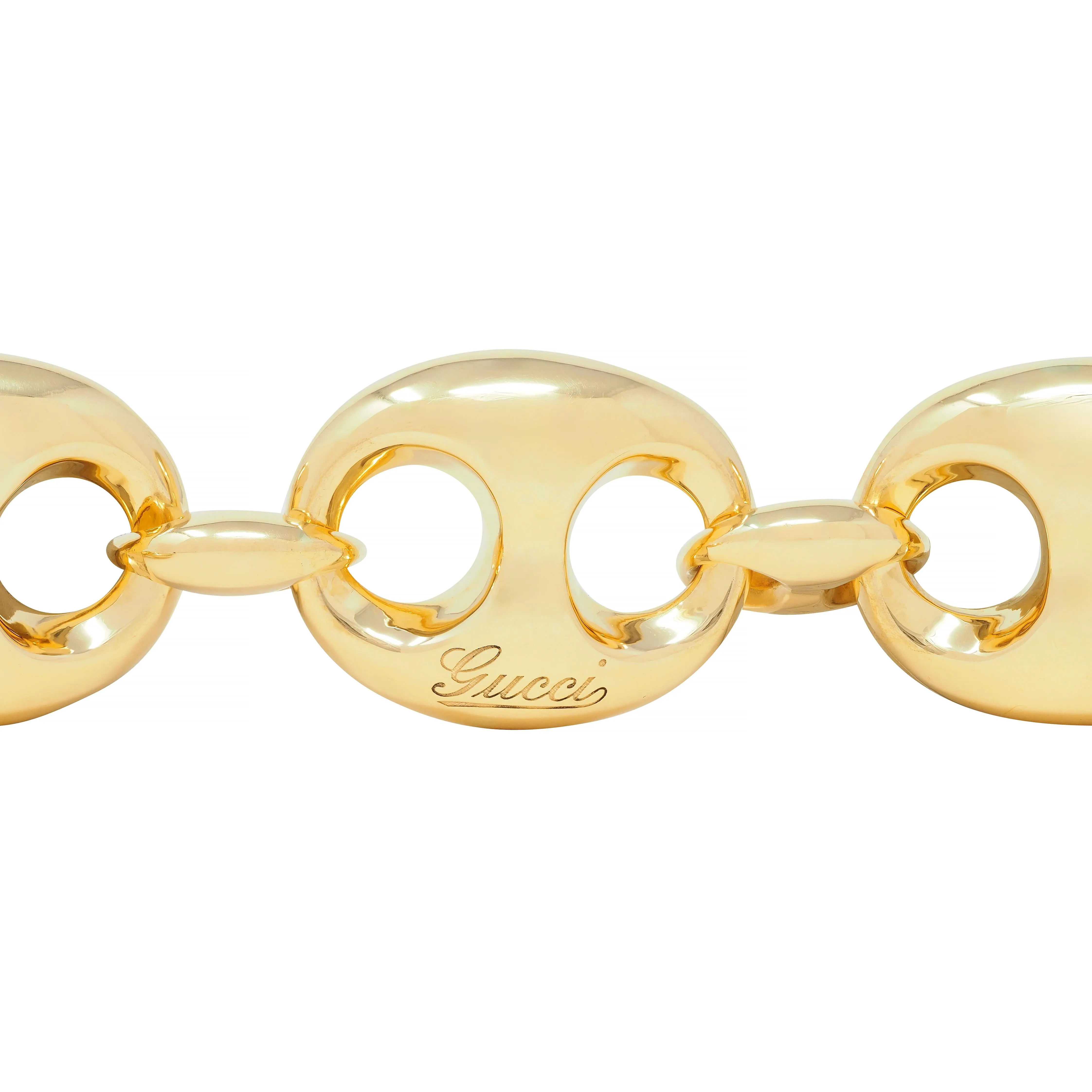 Gucci 2006 18 Karat Yellow Gold Puffed Mariner Link Bracelet