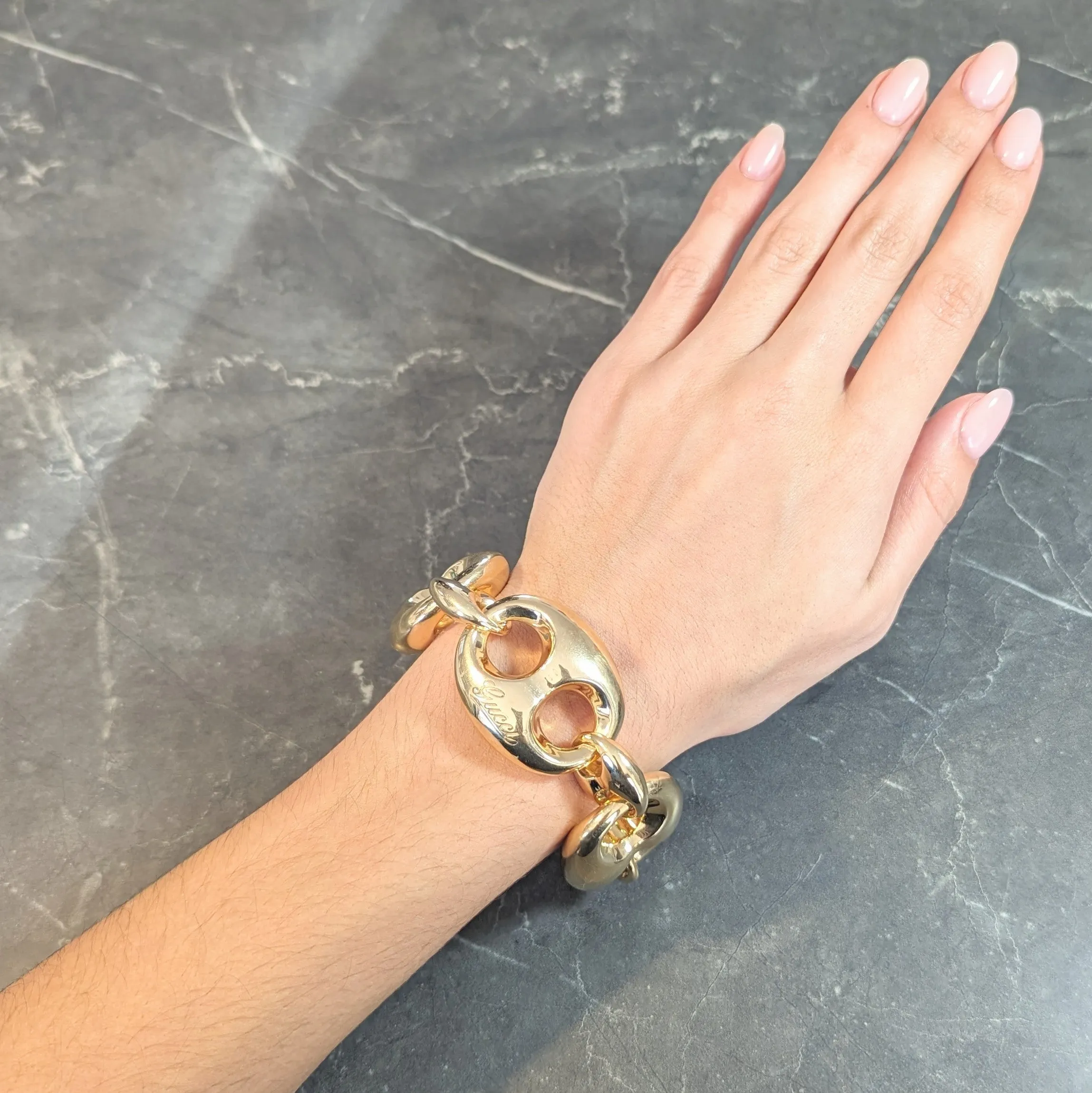 Gucci 2006 18 Karat Yellow Gold Puffed Mariner Link Bracelet
