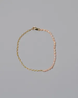 Half Oval Chain & Peony Seed Pearl Bracelet