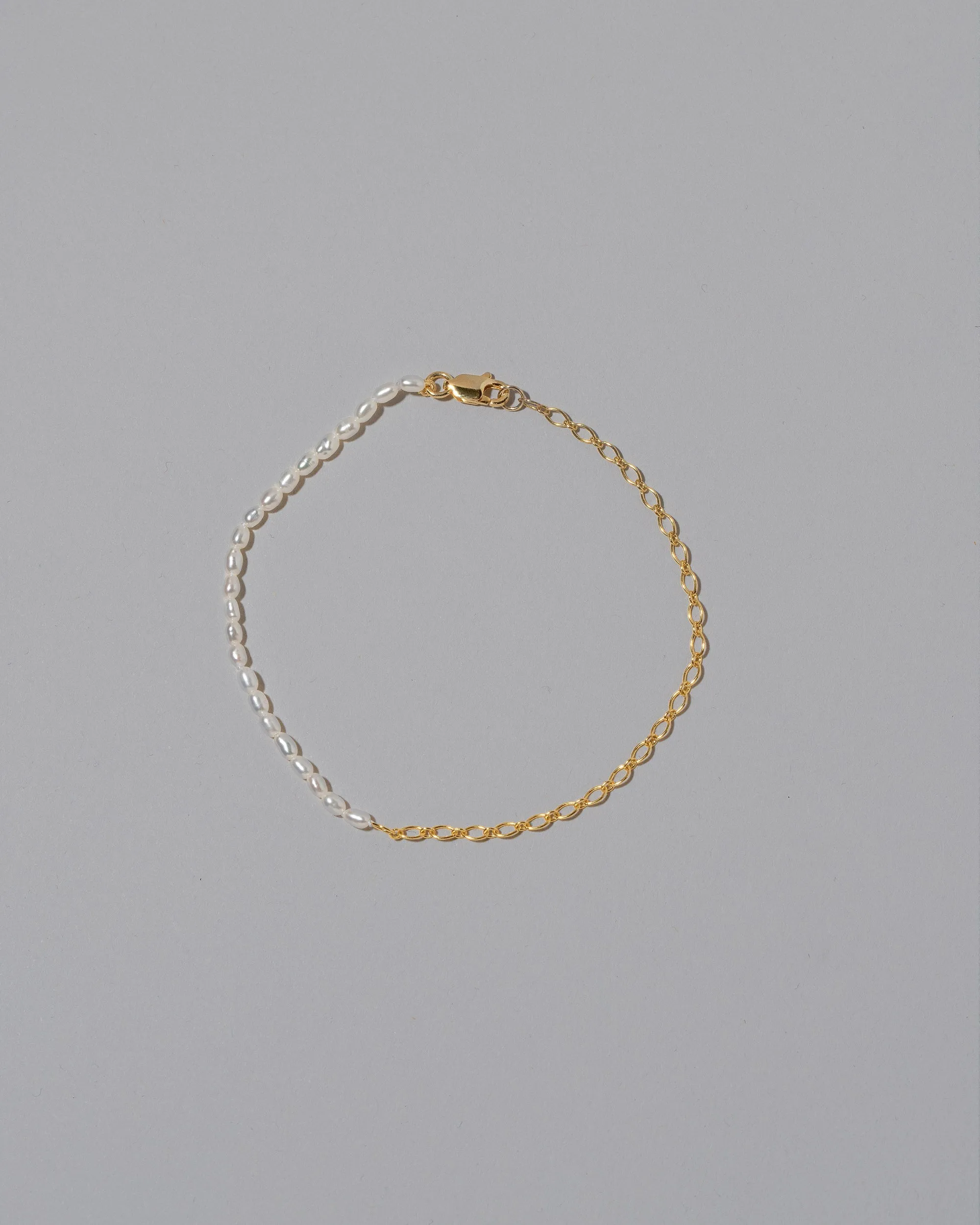 Half Oval Chain & White Seed Pearl Bracelet