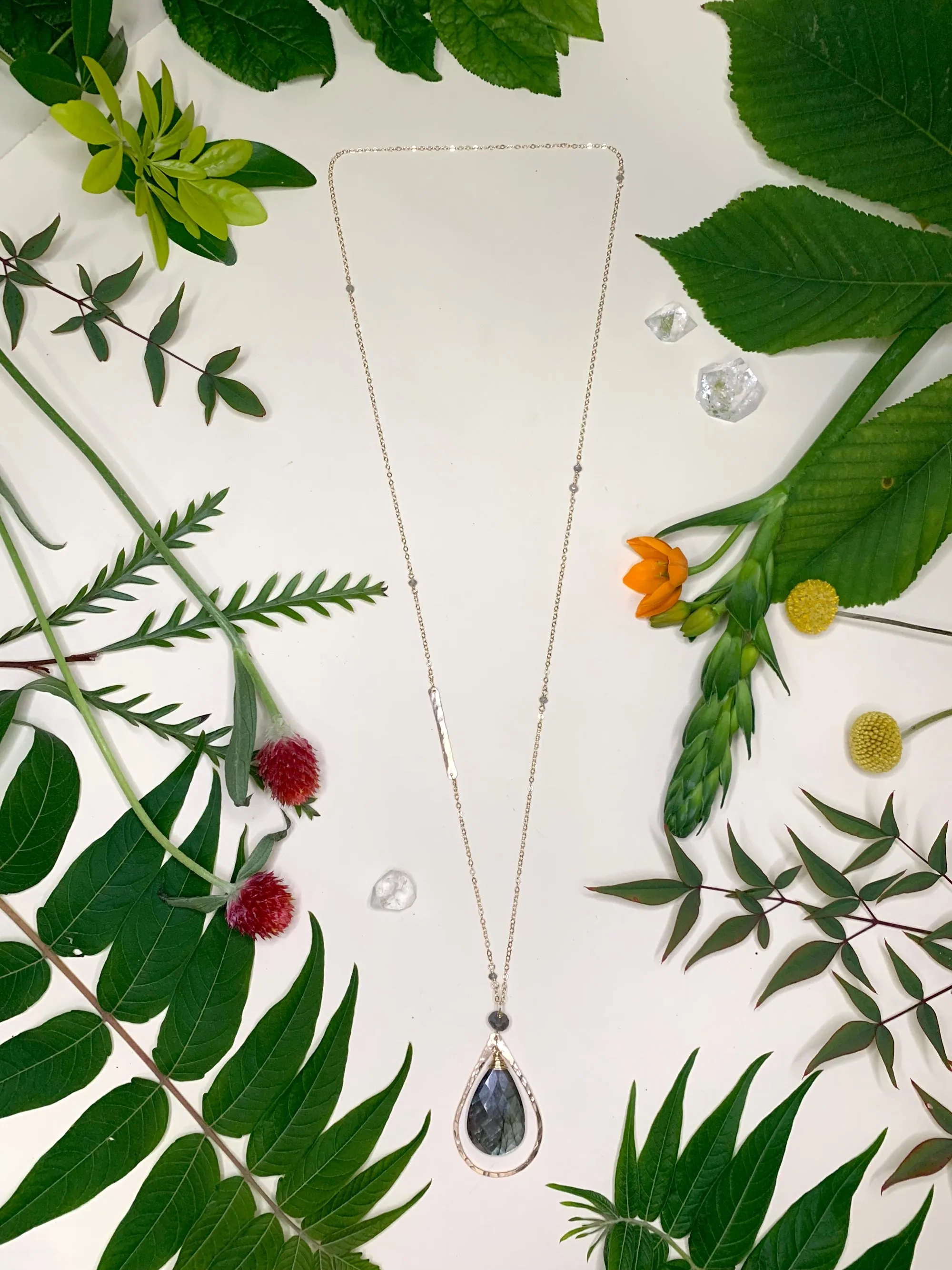 Hammered Teardrop Hoop Necklace