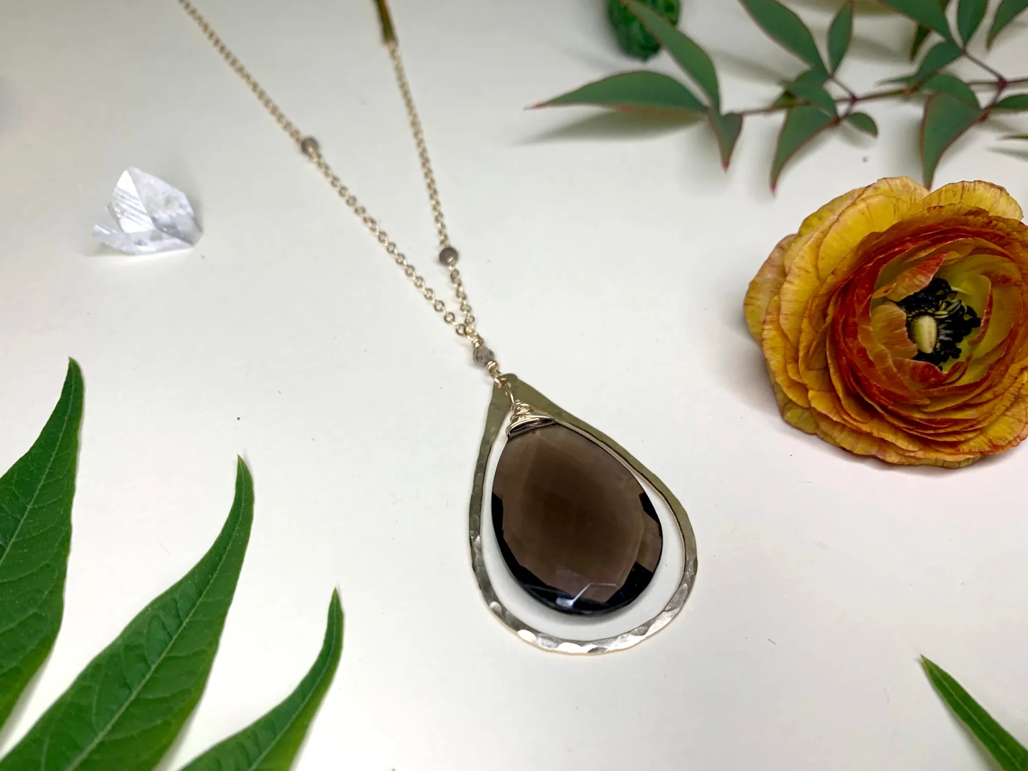 Hammered Teardrop Hoop Necklace