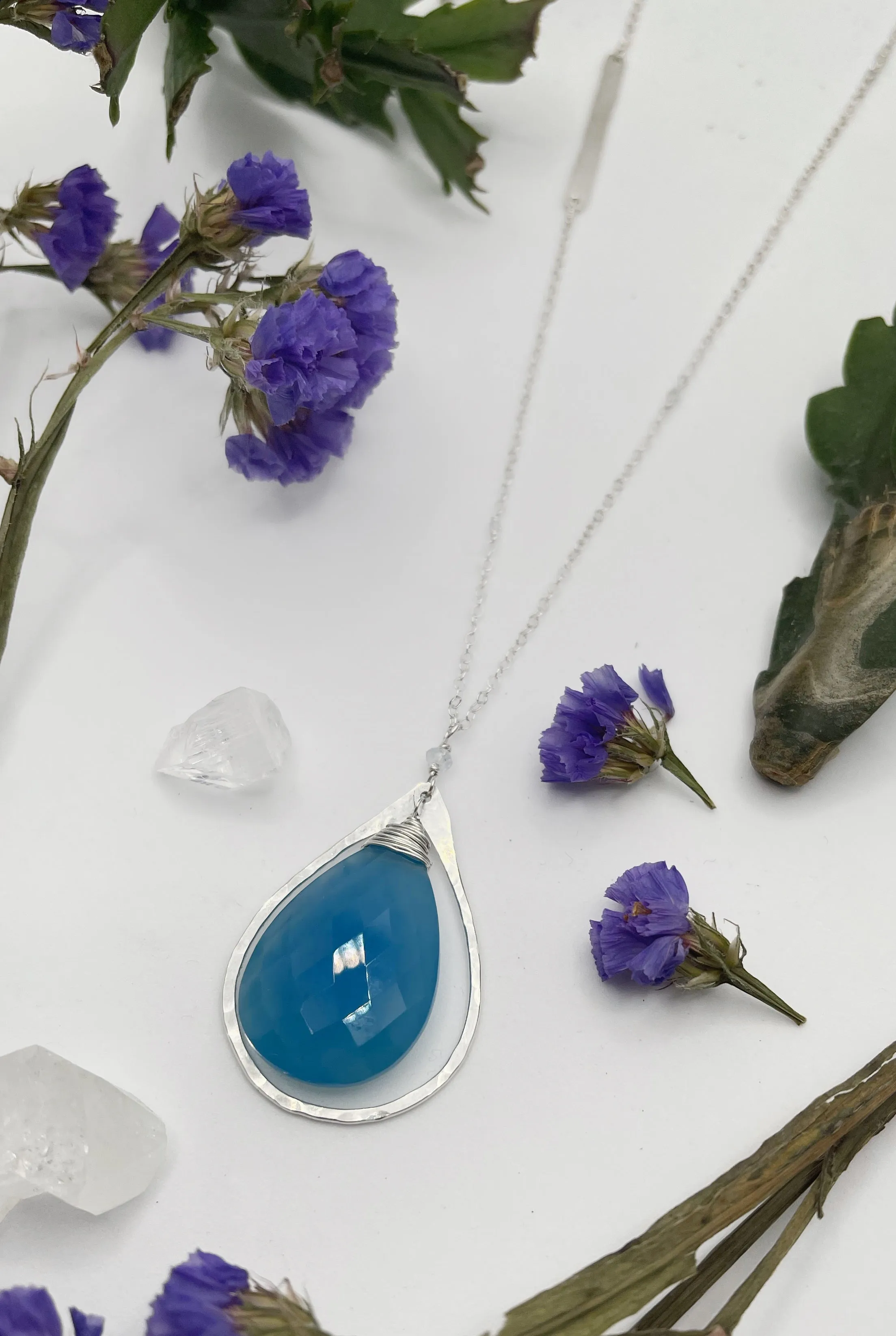 Hammered Teardrop Hoop Necklace
