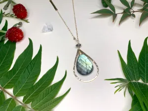 Hammered Teardrop Hoop Necklace