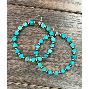 Handmade Hexa Gemstone Hoop Earrings