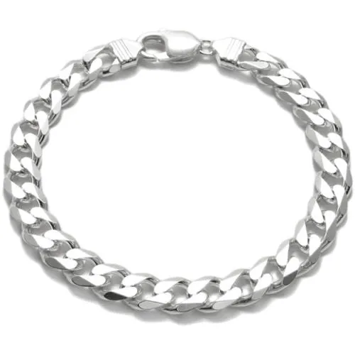 Handsome Sterling Silver Cuban Link Chain Bracelet in 9mm (Gauge 250) width. Available in 8" and 9" Lengths.