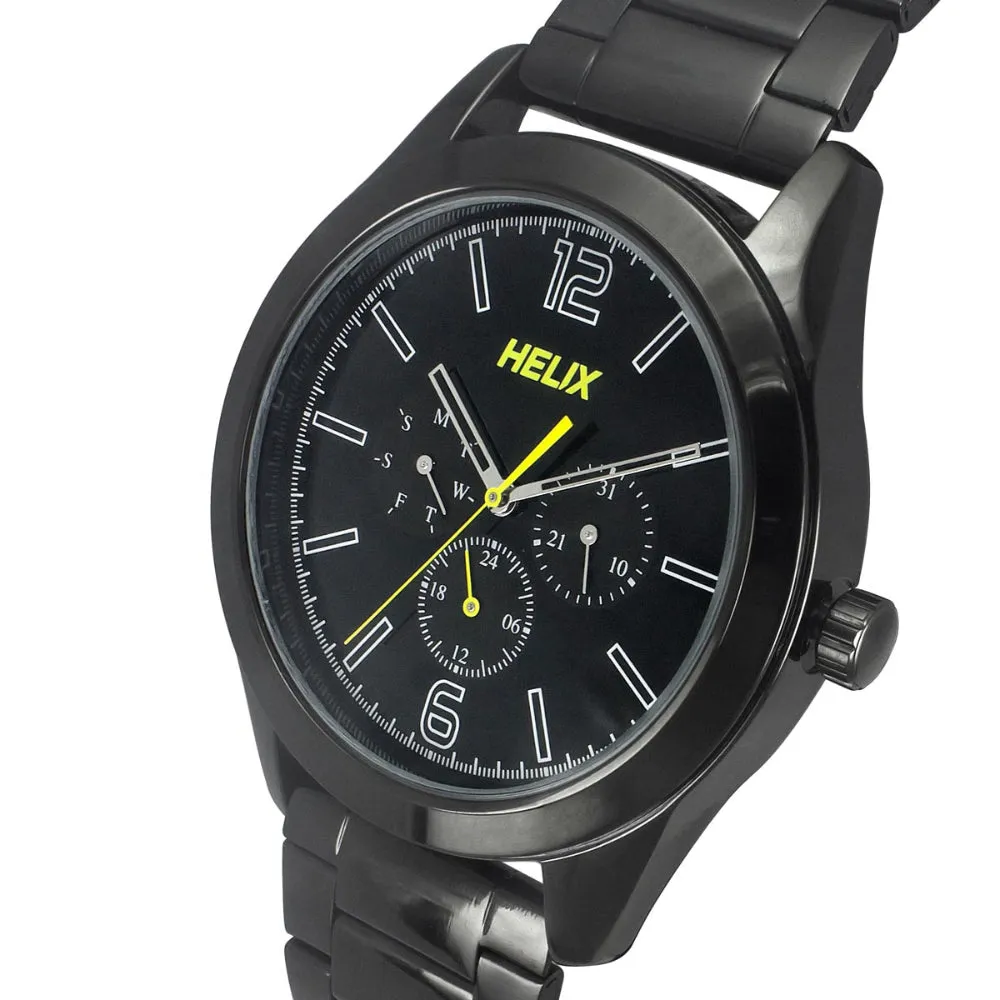 Helix By Timex Black Round Analog Stainless Steel Watch Men -TW031HG22