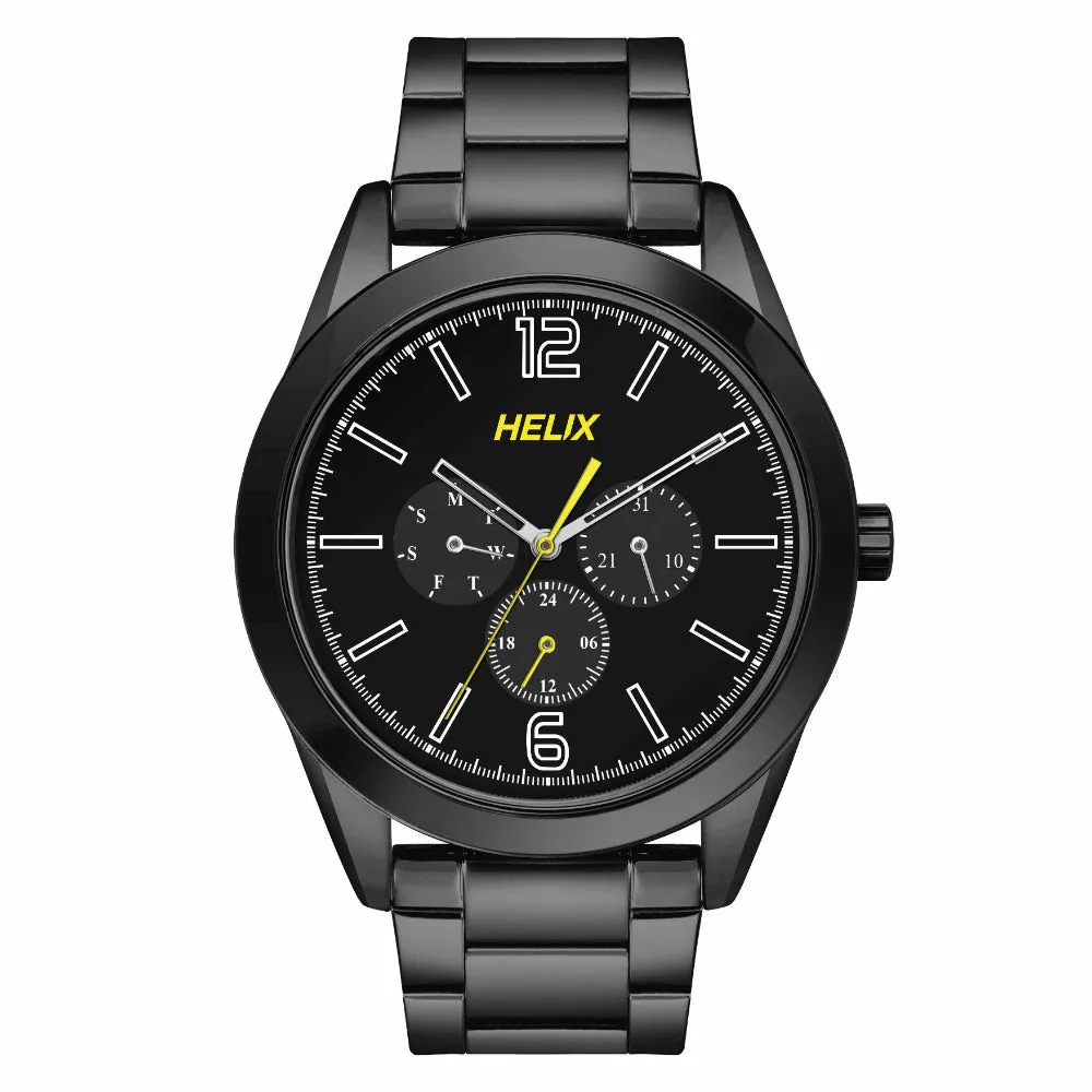 Helix By Timex Black Round Analog Stainless Steel Watch Men -TW031HG22