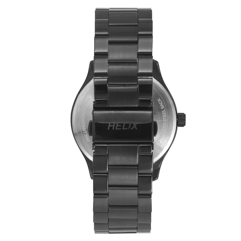 Helix By Timex Black Round Analog Stainless Steel Watch Men -TW043HG10