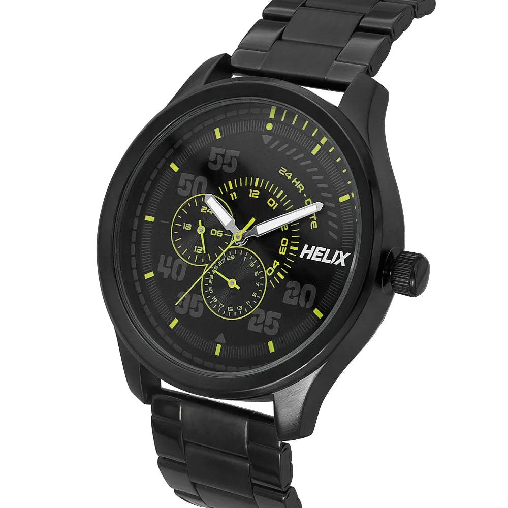 Helix By Timex Black Round Analog Stainless Steel Watch Men -TW043HG10