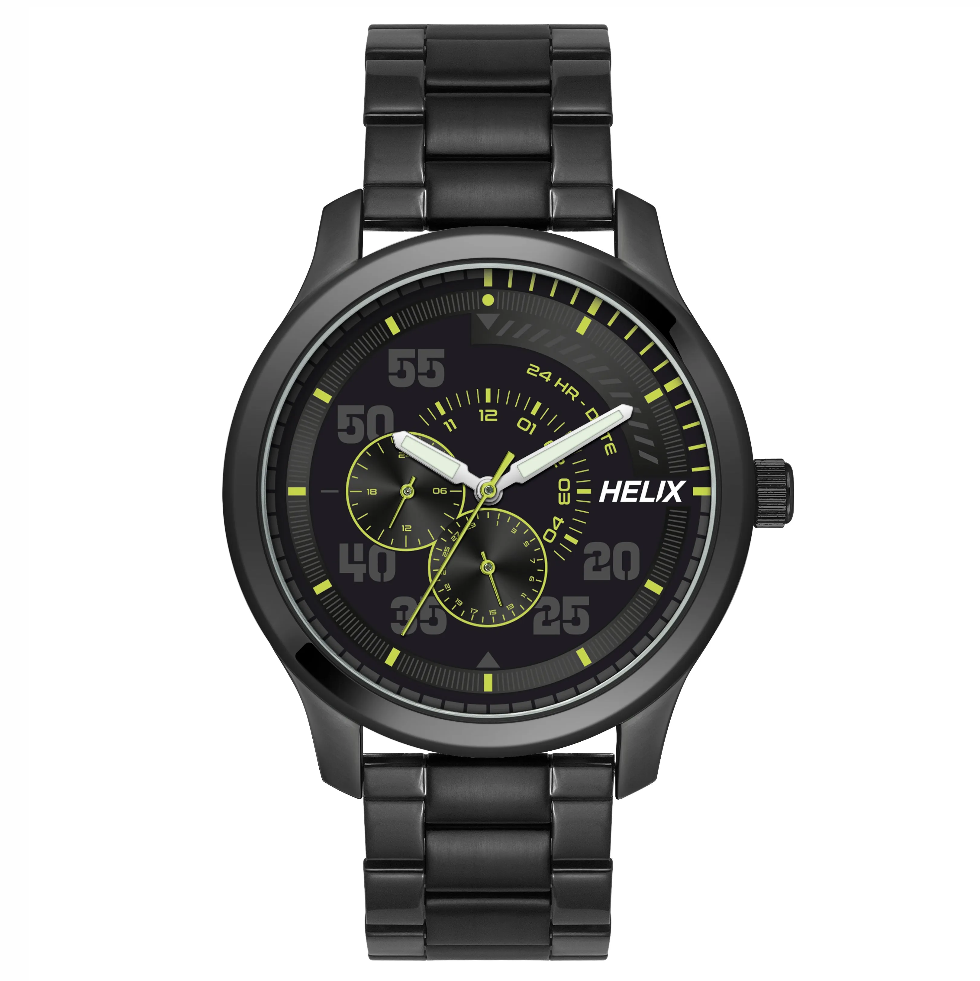 Helix By Timex Black Round Analog Stainless Steel Watch Men -TW043HG10
